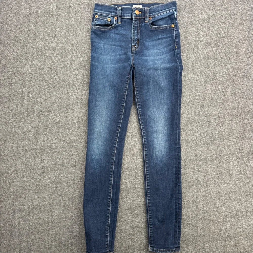 JCrew Stretch Skinny Jeans Womens 24 Dark Wash Blue Denim Mid Rise Ankle fall